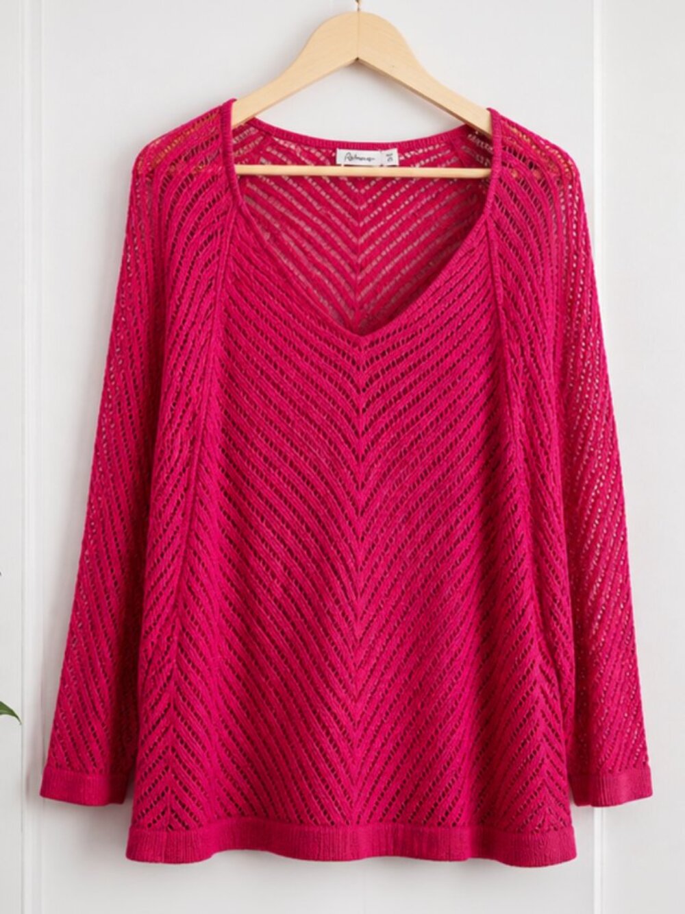 Reitmans Pink Crochet Knit Sweater 2X - Lightweight Fall Layering Top